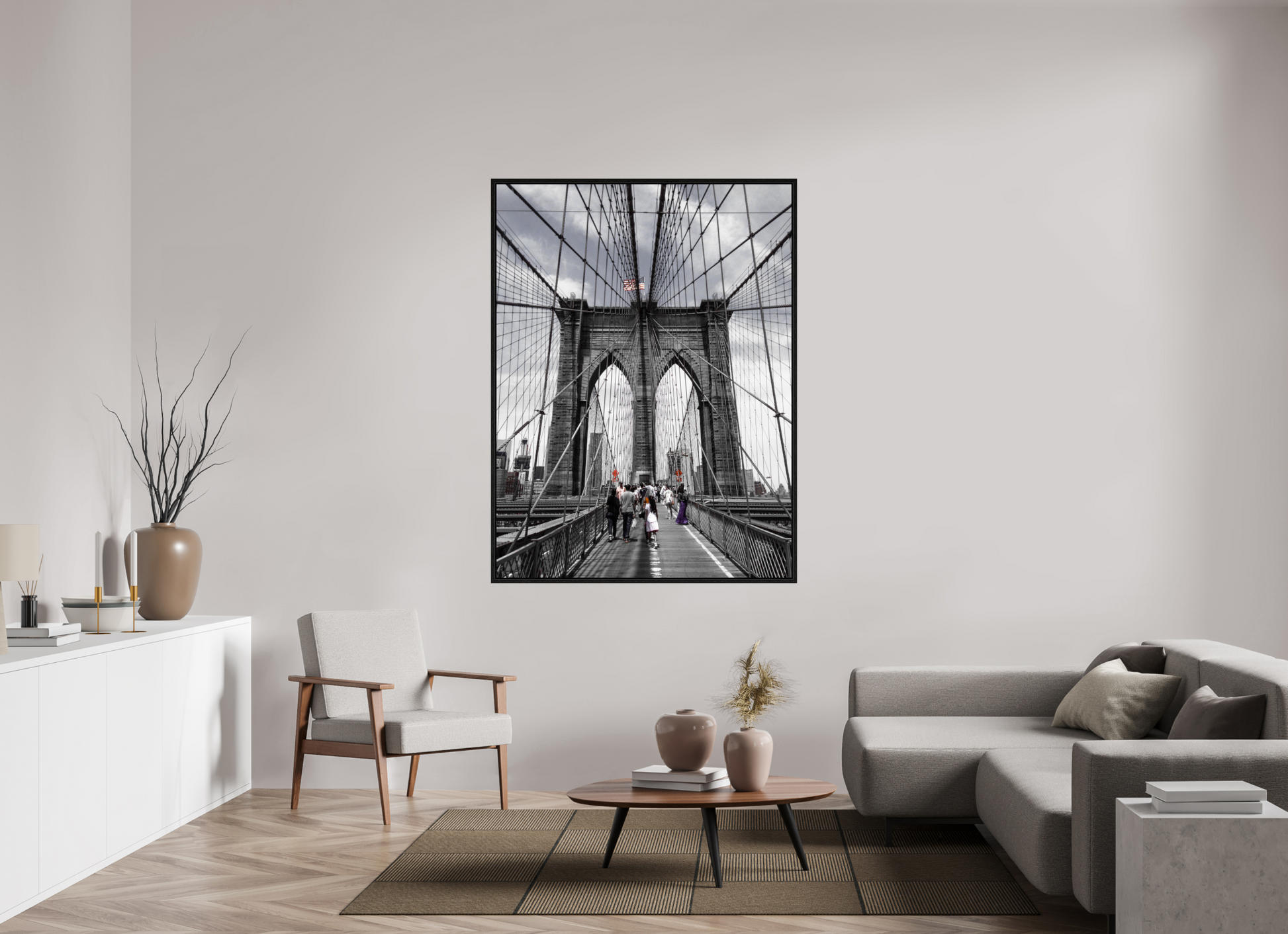 120 x 160 cm, Floater Frame Brooklyn Bridge
