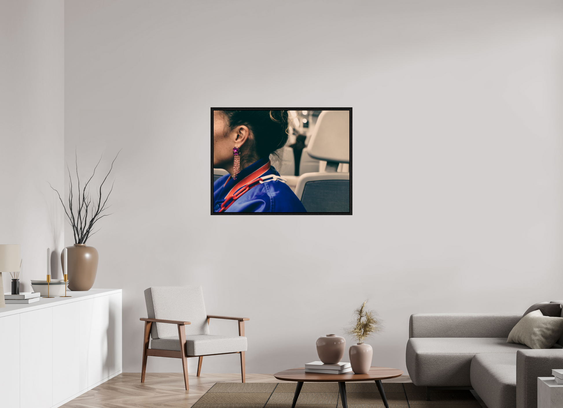 100 x 75 cm, Floater Frame The girl on the train