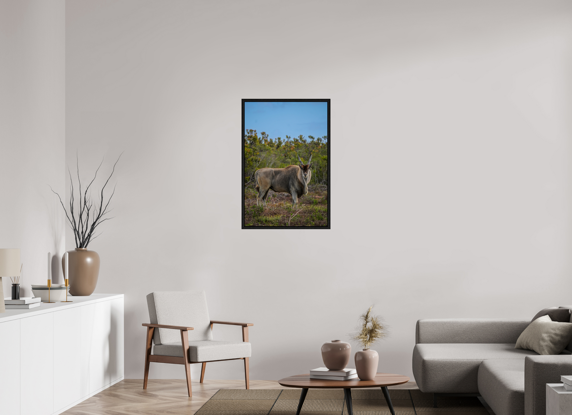 60 x 90 cm, Floater Frame Eland Antilope