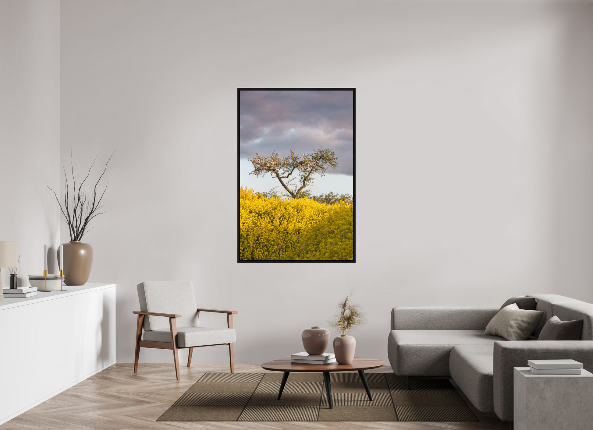 100 x 150 cm, Floater Frame Blooming Against the Storm