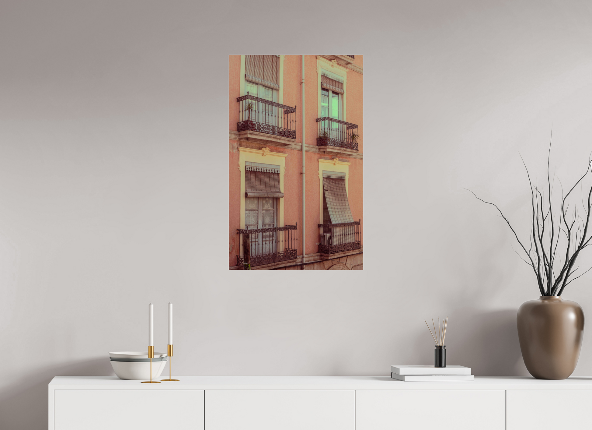 50 x 80 cm, Photo Print Under Acrylic Glass Ventanas rosas