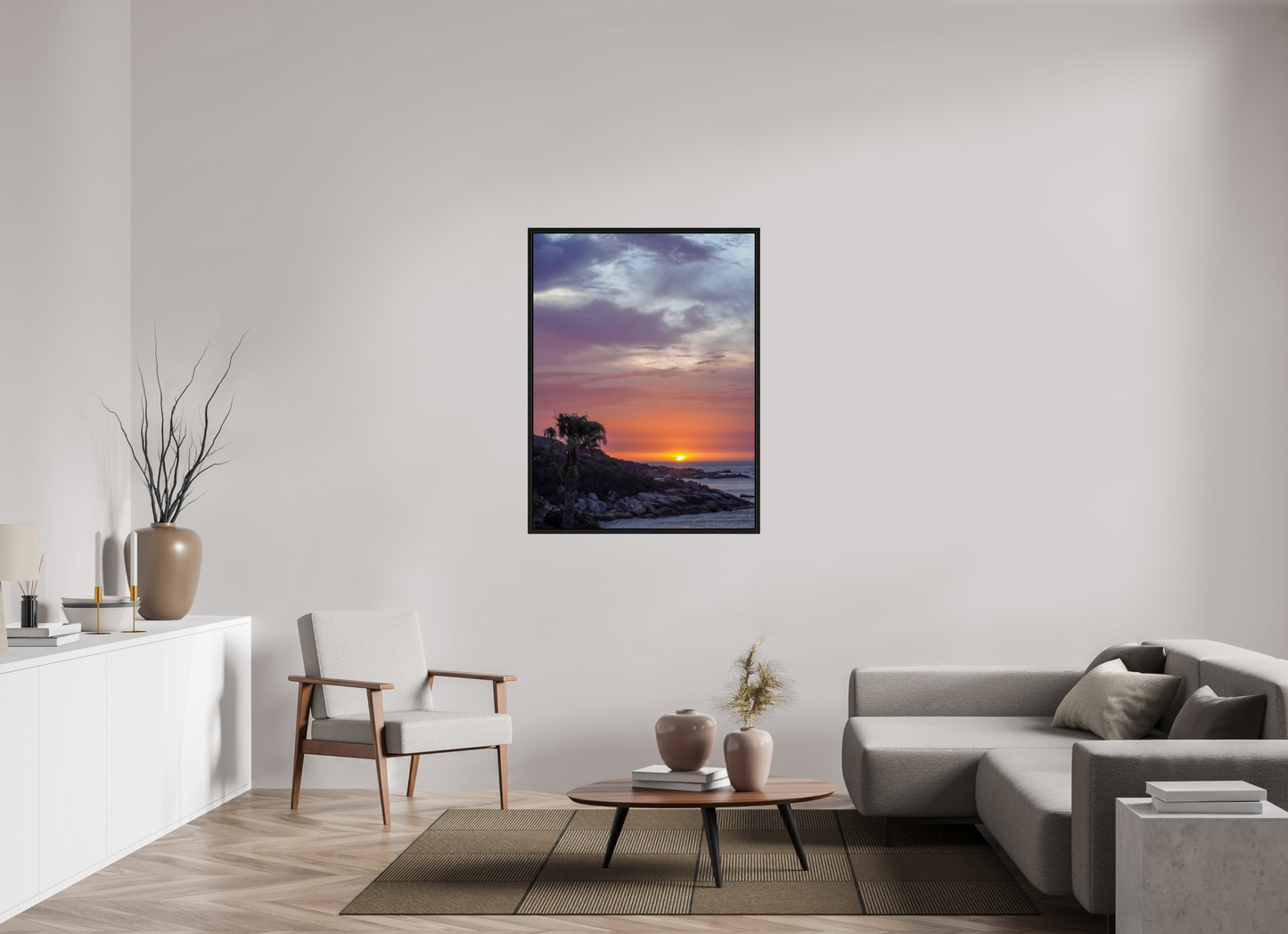 90 x 120 cm, Floater Frame Sunset Camps Bay
