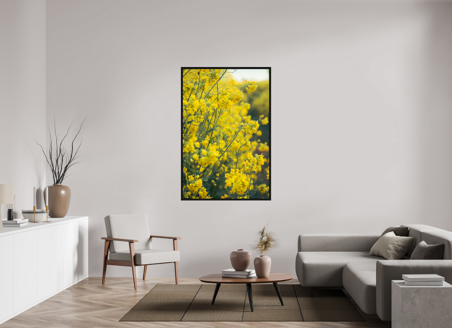 100 x 150 cm, Floater Frame Golden Bloom