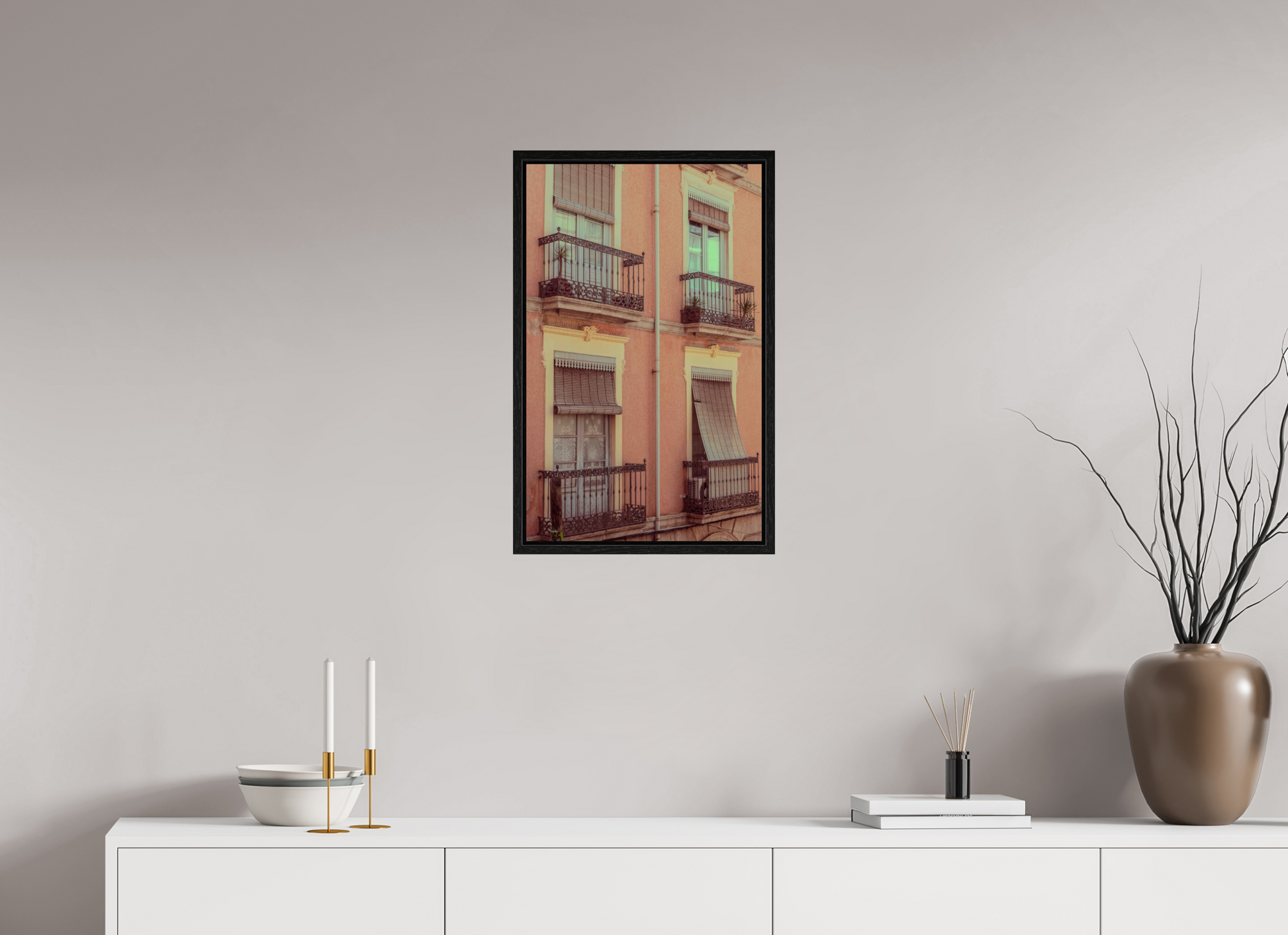 40 x 64 cm, Floater Frame Ventanas rosas