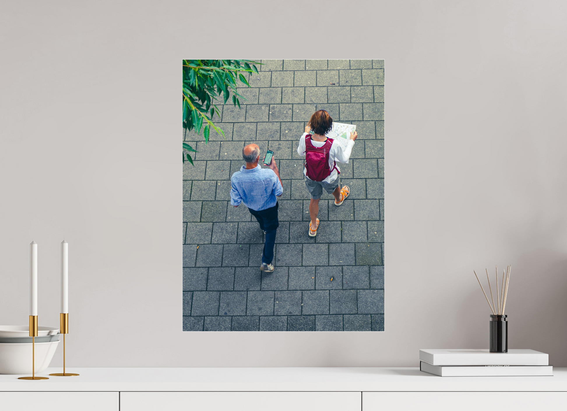40 x 53,9 cm, Photo Print Under Acrylic Glass Map vs. mobile