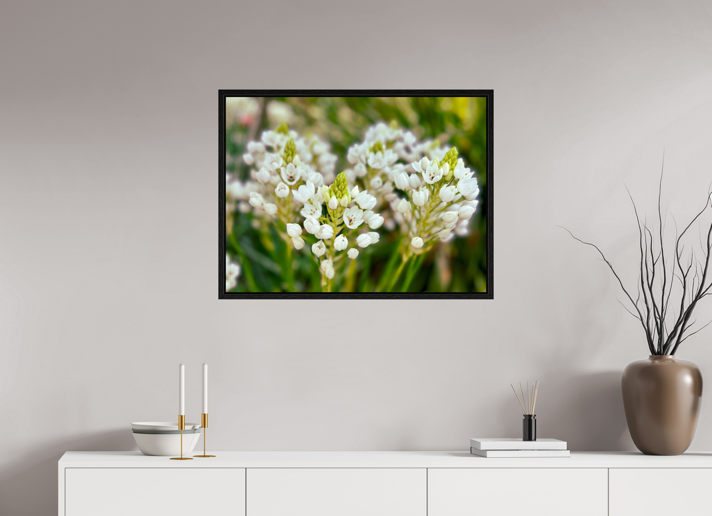 80 x 60 cm, Floater Frame Ornithogalum Arabicum