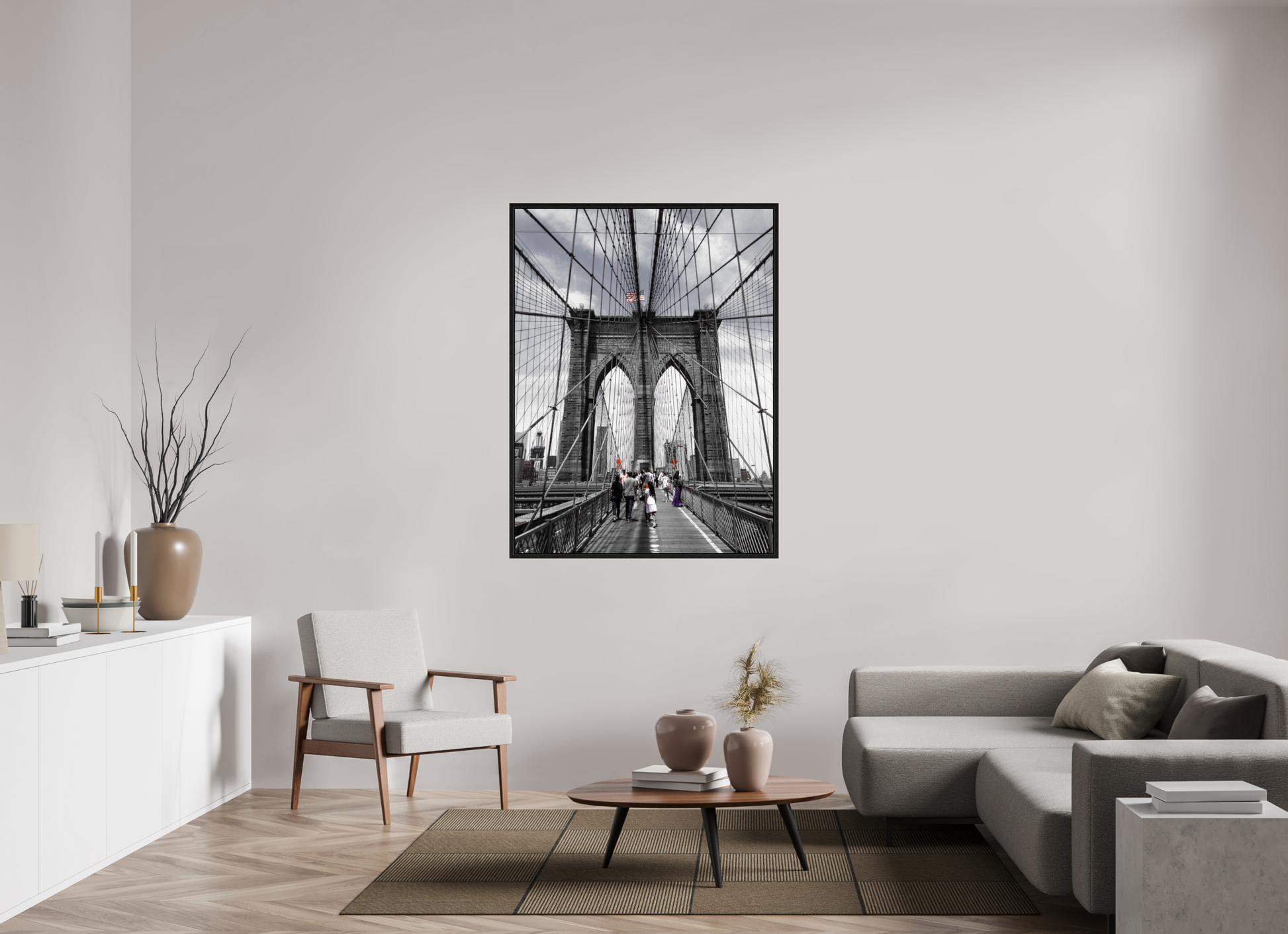 105 x 140 cm, Floater Frame Brooklyn Bridge