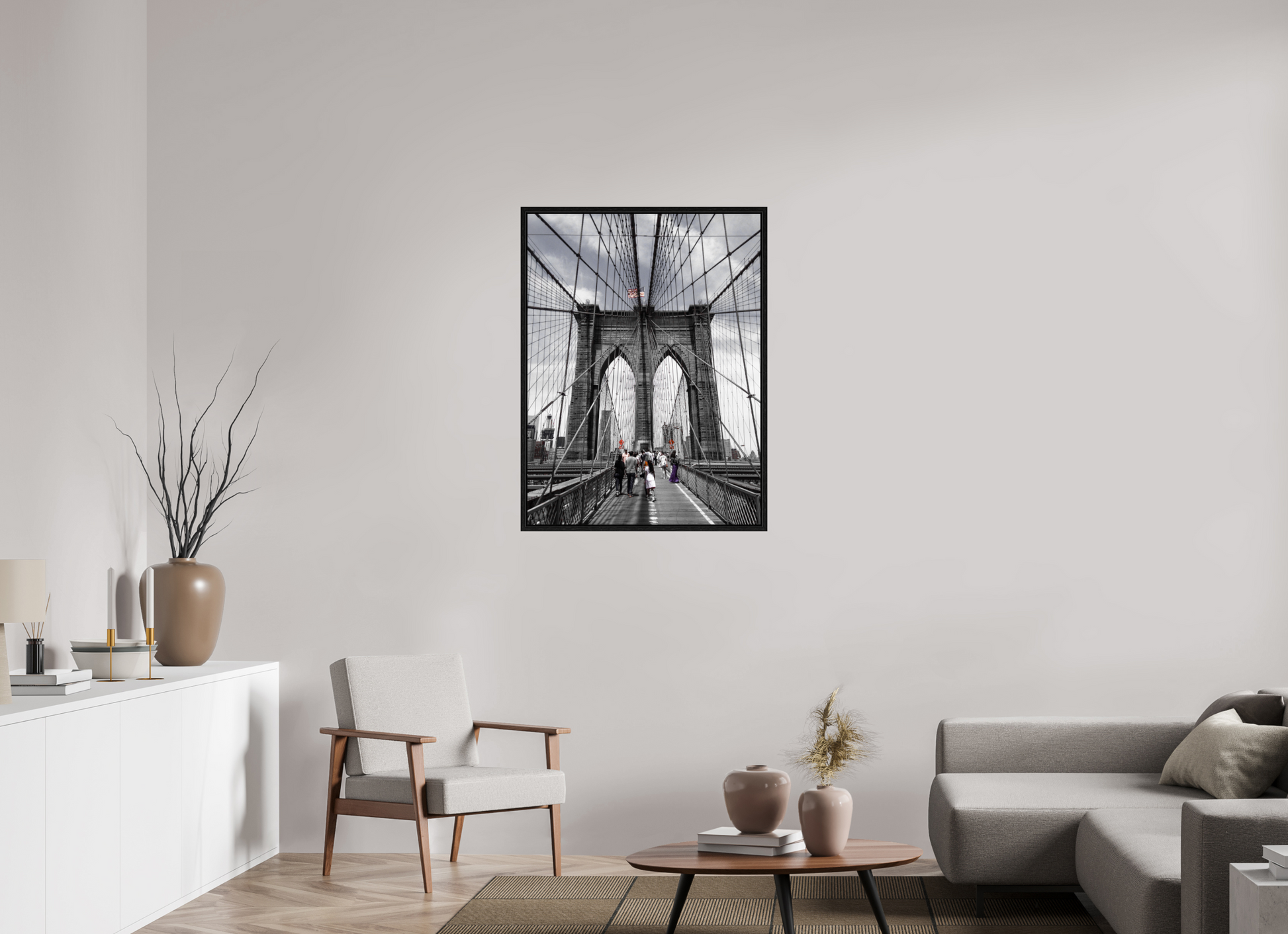 75 x 100 cm, Floater Frame Brooklyn Bridge