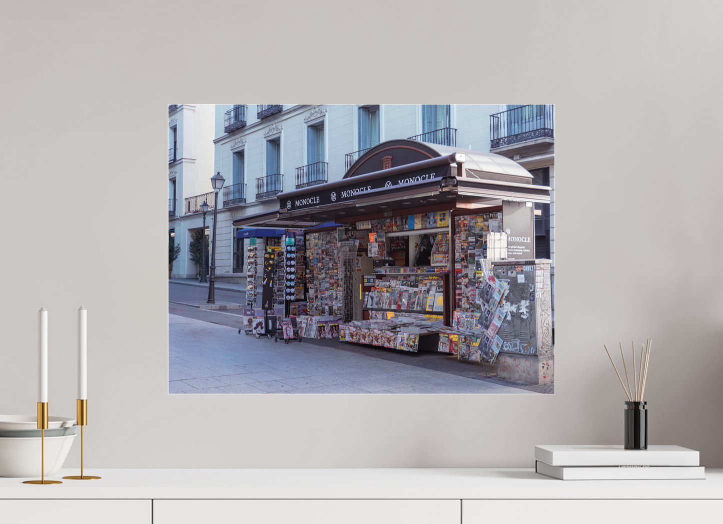 60 x 45 cm, Photo Print Under Acrylic Glass Corner stand Madrid