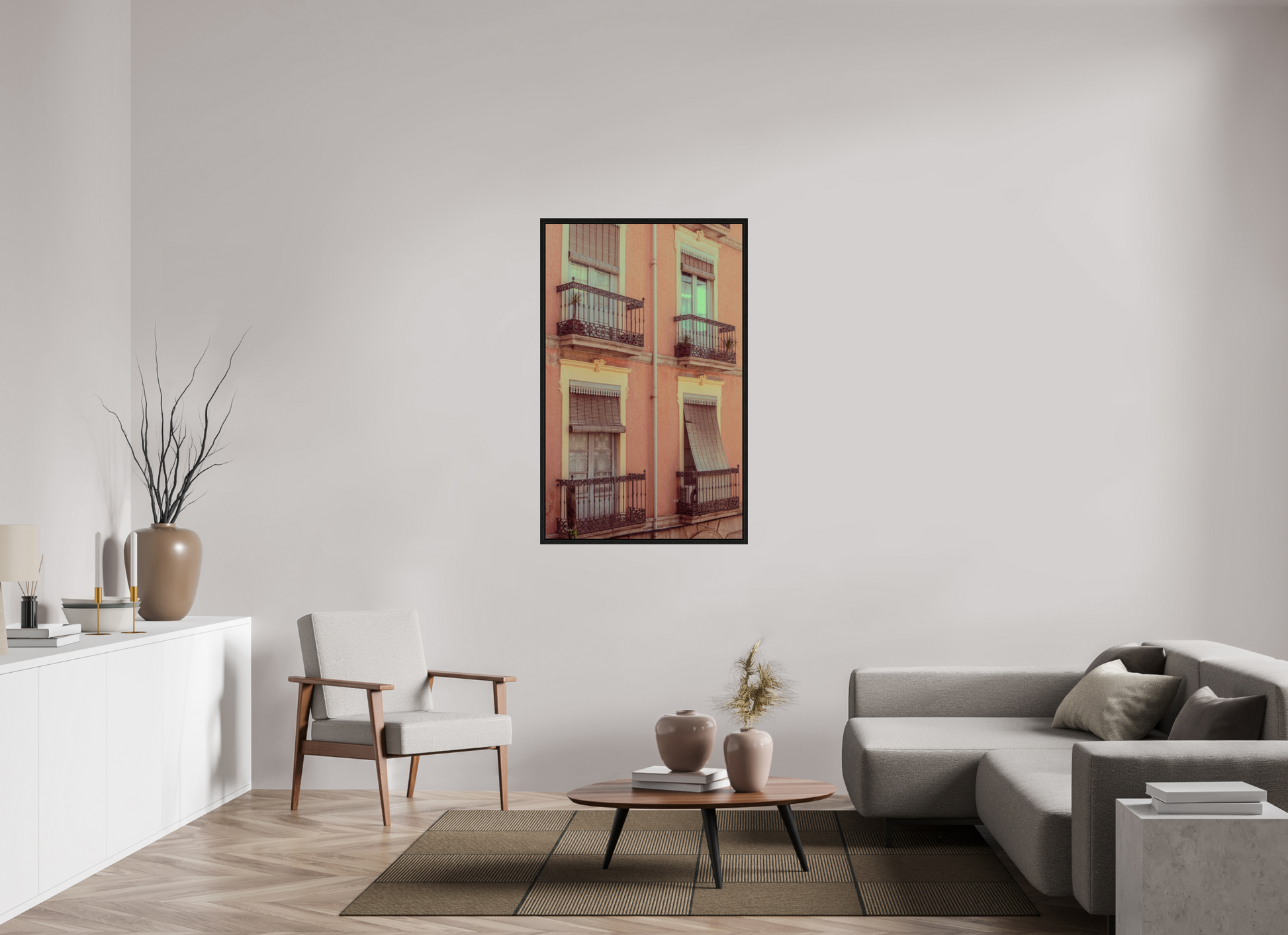 80 x 128 cm, Floater Frame Ventanas rosas