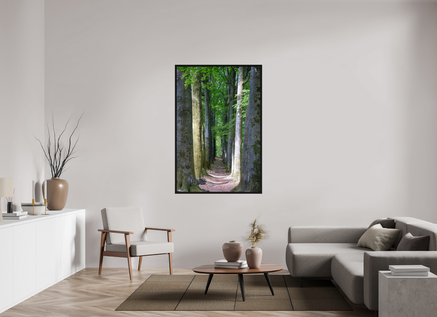 100 x 150 cm, Floater Frame Emerald Corridor