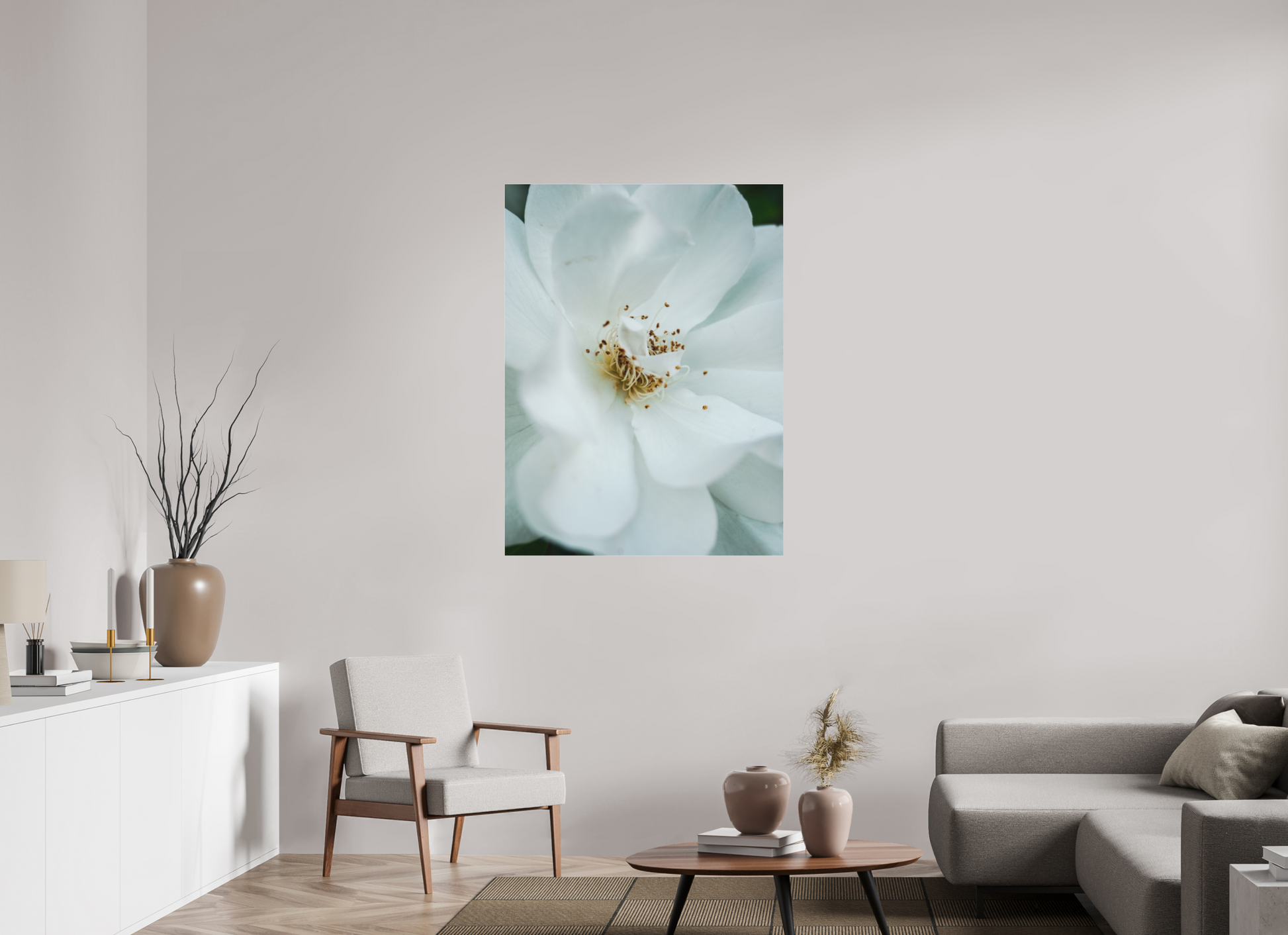 90 x 120 cm, Photo Print Under Acrylic Glass White camelia