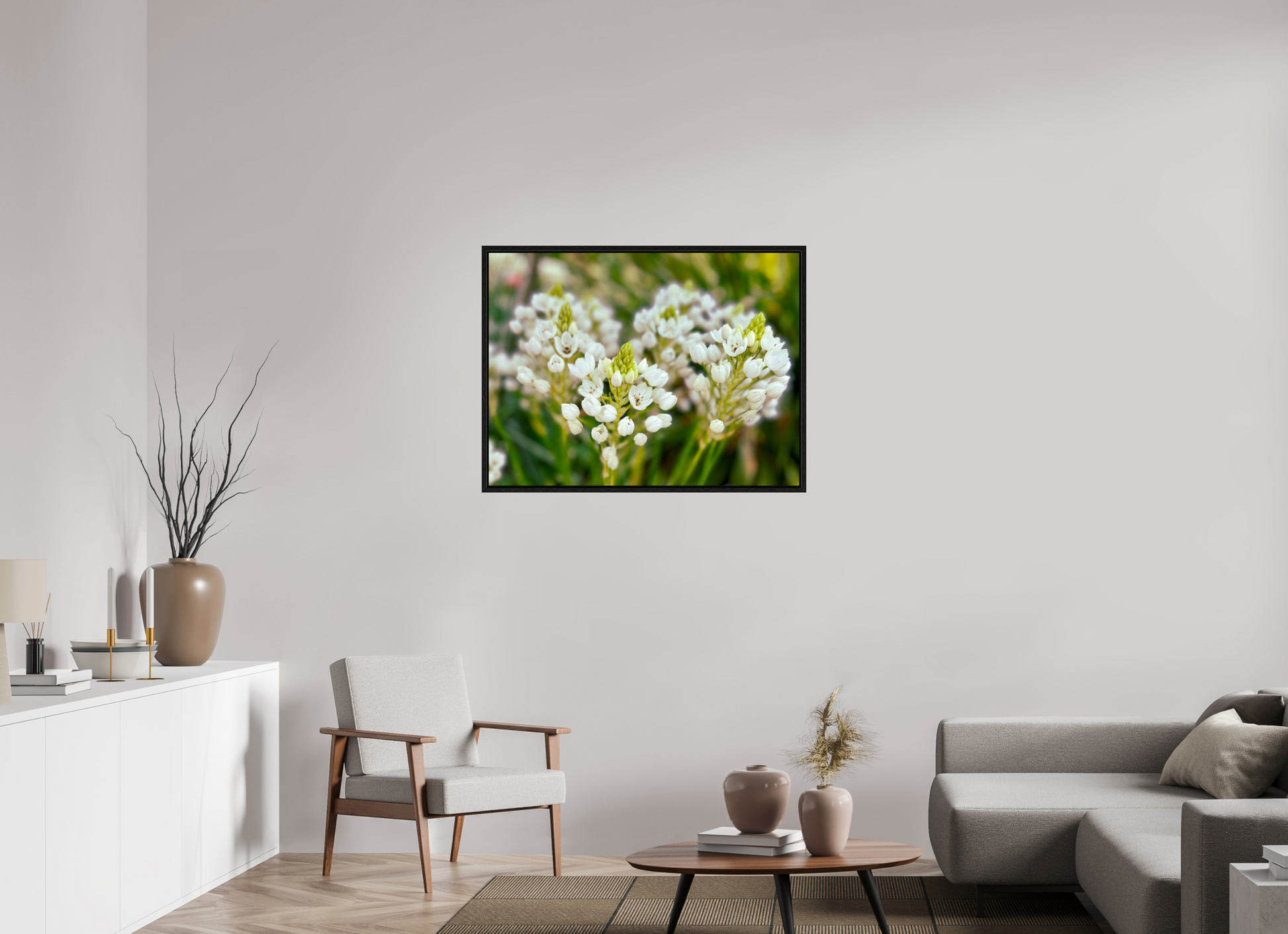 100 x 75 cm, Floater Frame Ornithogalum Arabicum