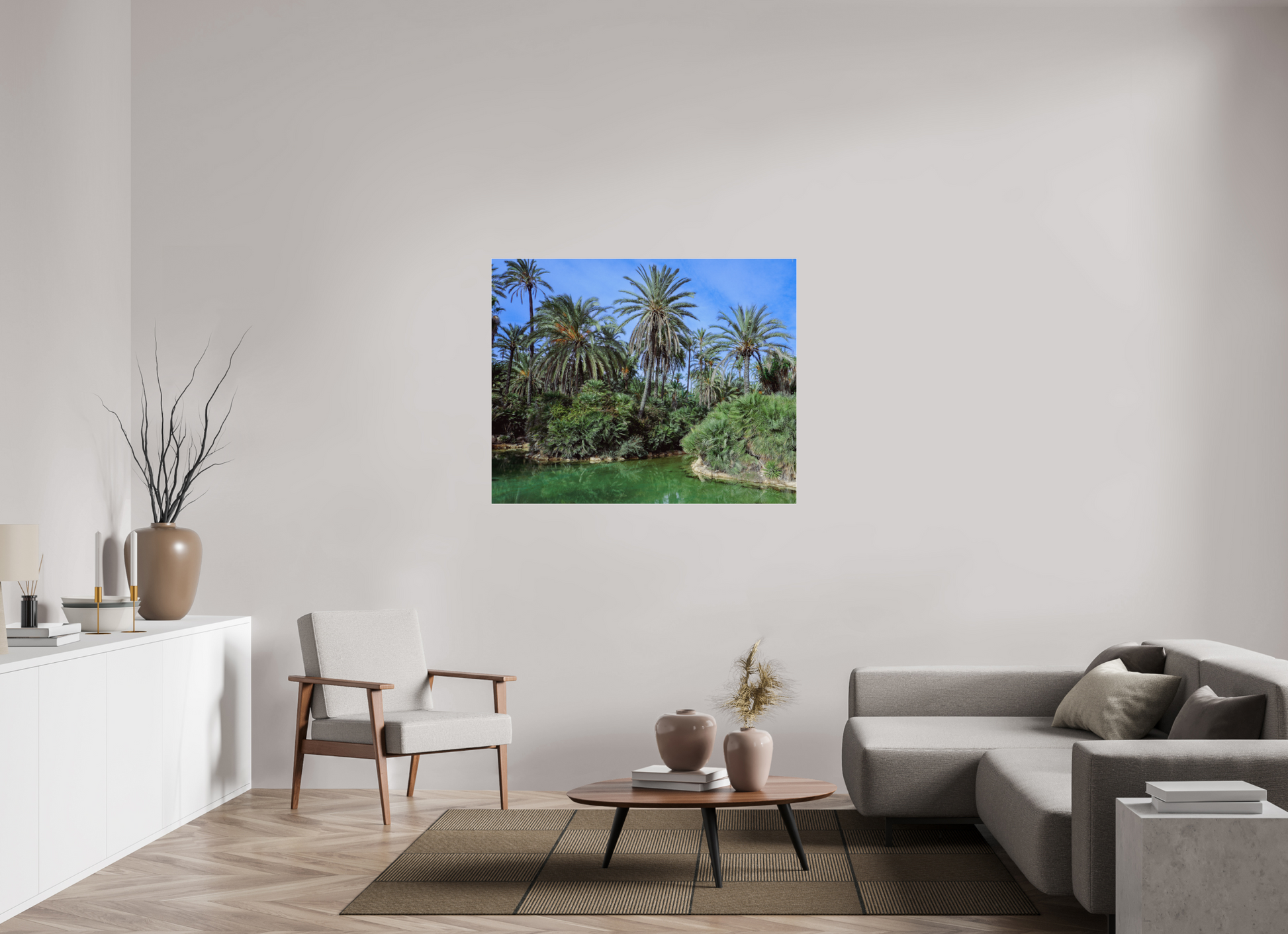 124,5 x 100 cm, Photo Print Under Acrylic Glass Las palmeras