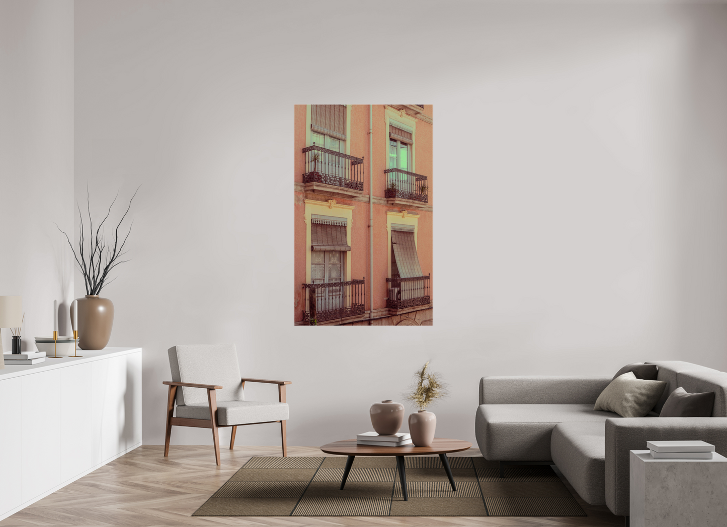 100 x 160 cm, Photo Print Under Acrylic Glass Ventanas rosas