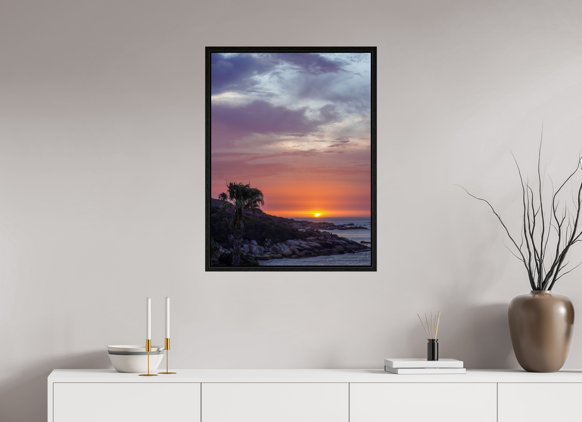 60 x 80 cm, Floater Frame Sunset Camps Bay