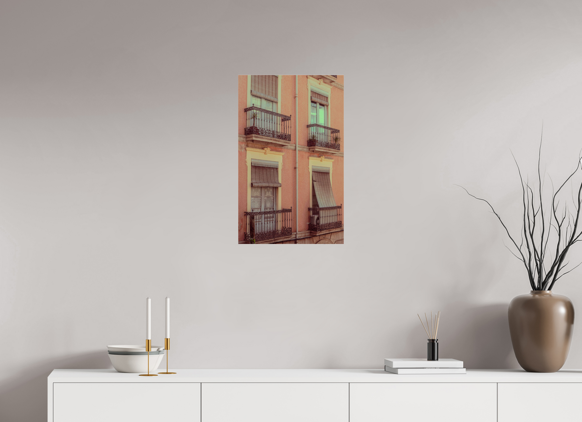 40 x 64 cm, Photo Print Under Acrylic Glass Ventanas rosas