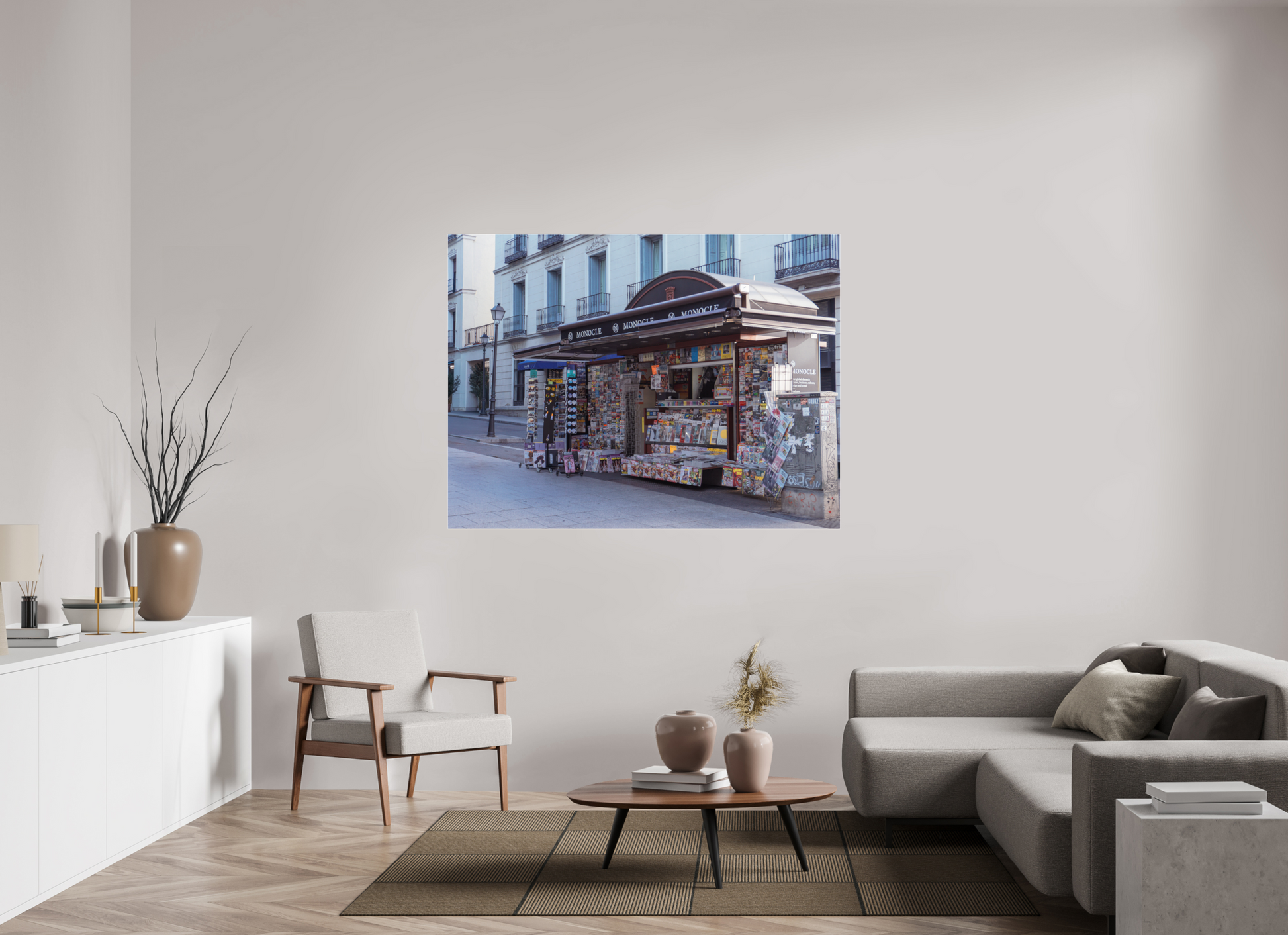 160 x 120 cm, Photo Print Under Acrylic Glass Corner stand Madrid
