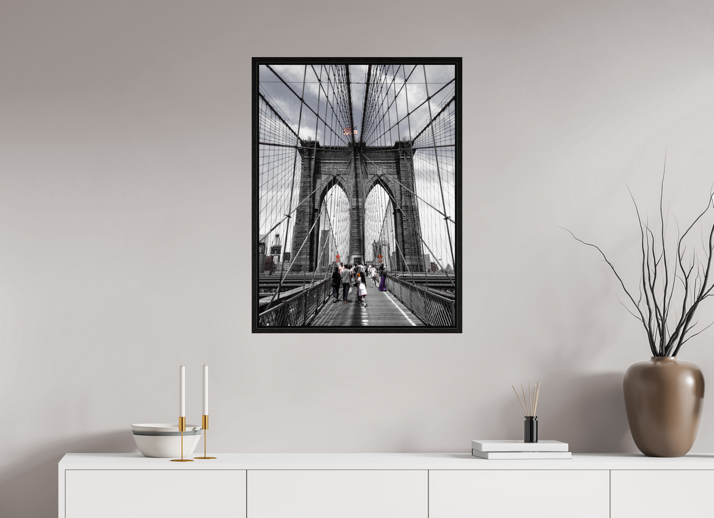 60 x 80 cm, Floater Frame Brooklyn Bridge
