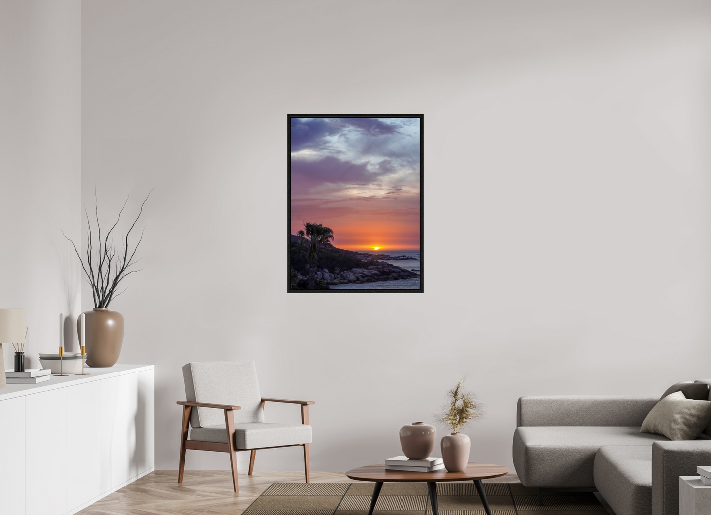 75 x 100 cm, Floater Frame Sunset Camps Bay