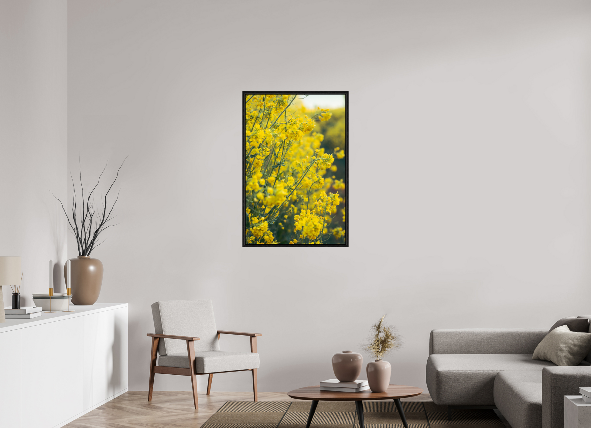 70 x 105 cm, Floater Frame Golden Bloom