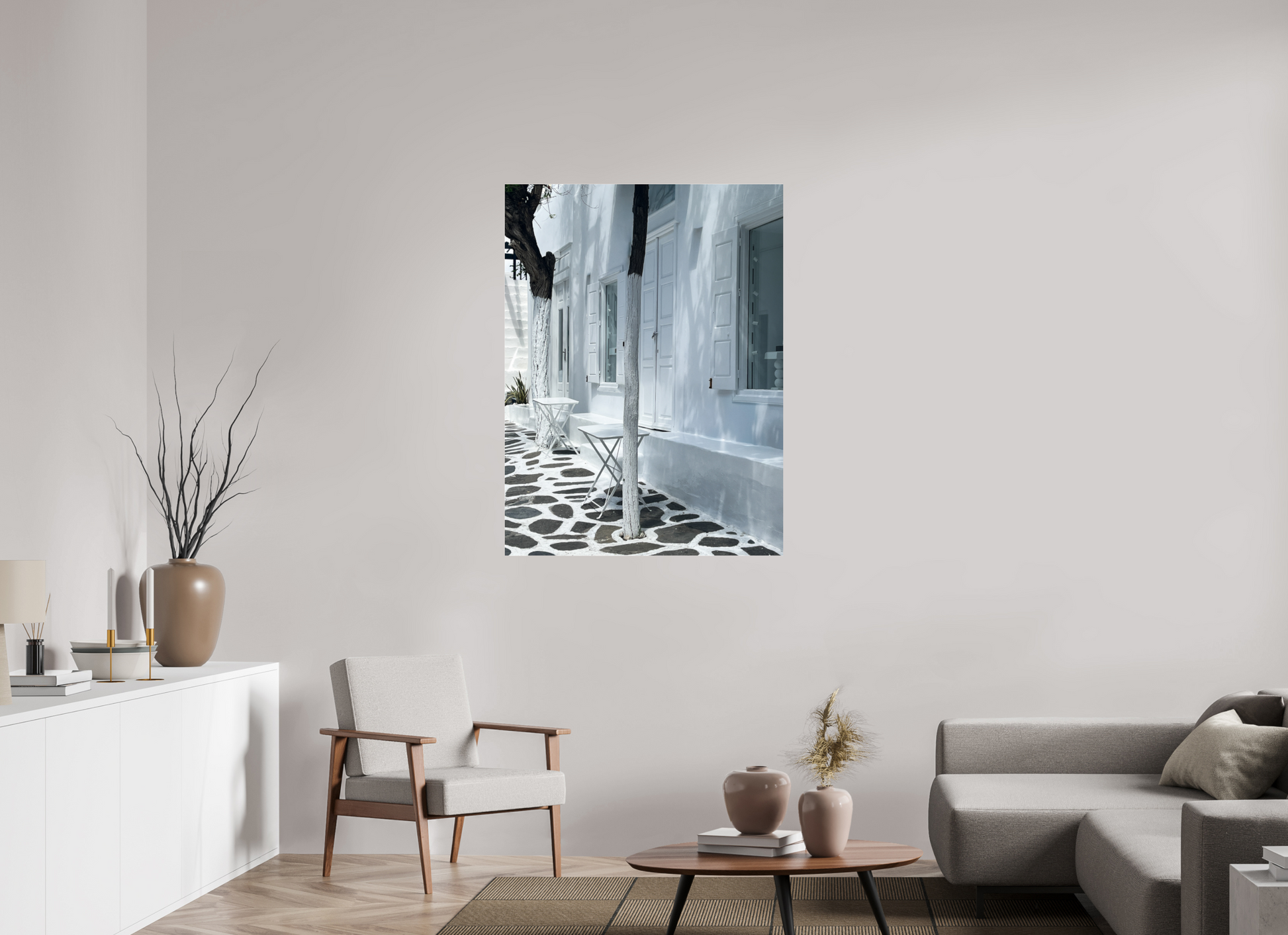 90 x 120 cm, Photo Print Under Acrylic Glass Mykonos