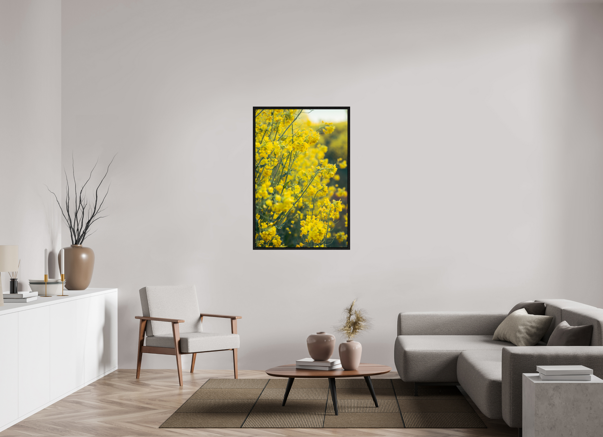 80 x 120 cm, Floater Frame Golden Bloom
