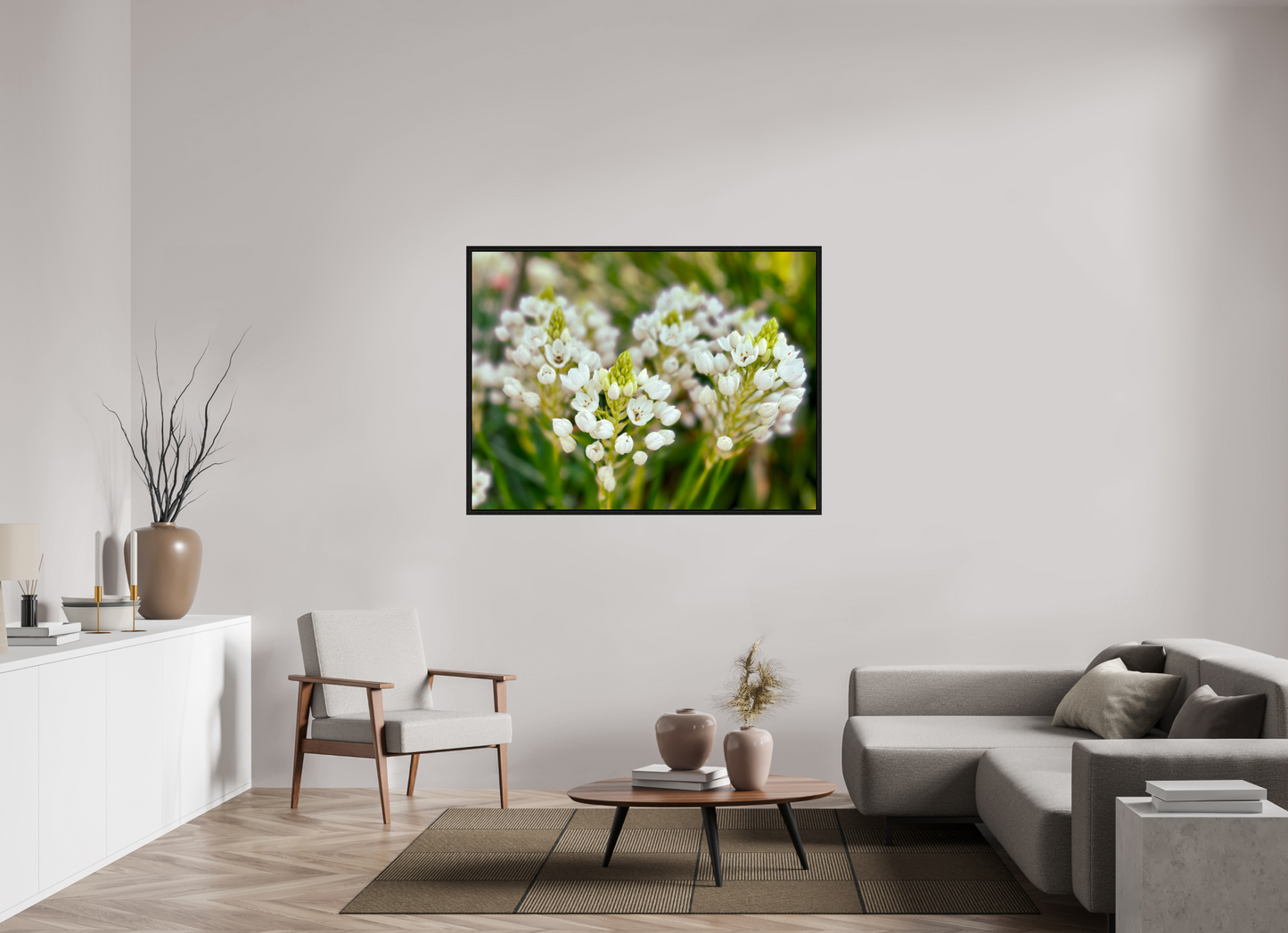 140 x 105 cm, Floater Frame Ornithogalum Arabicum