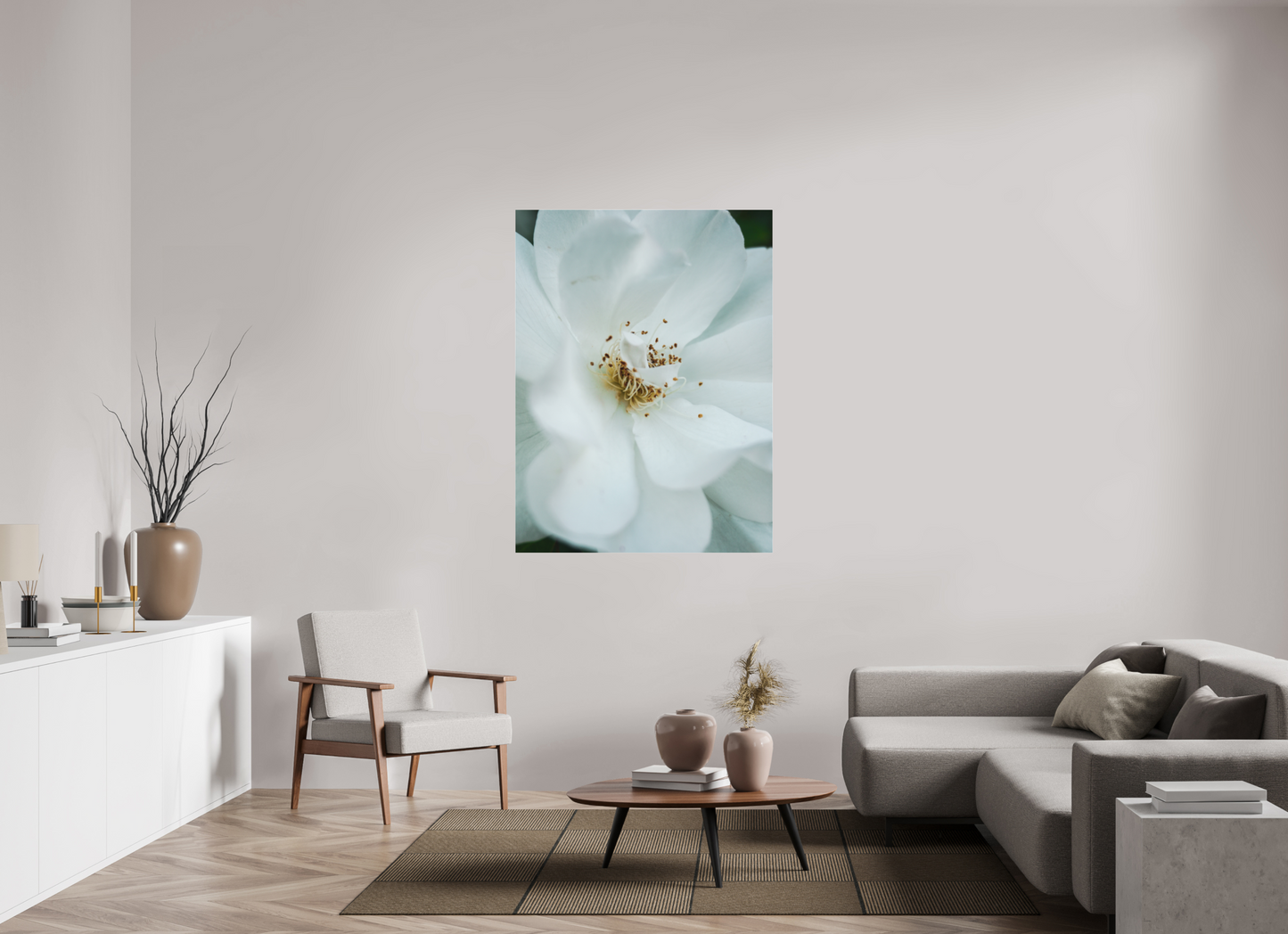 105 x 140 cm, Photo Print Under Acrylic Glass White camelia