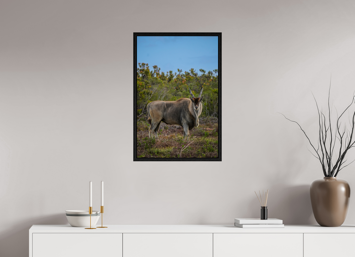 50 x 75 cm, Floater Frame Eland Antilope