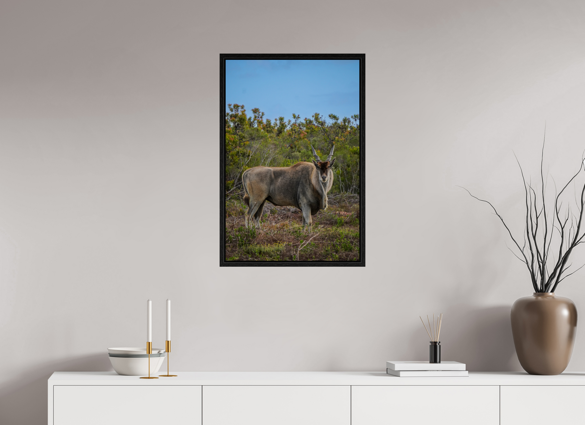 50 x 75 cm, Floater Frame Eland Antilope