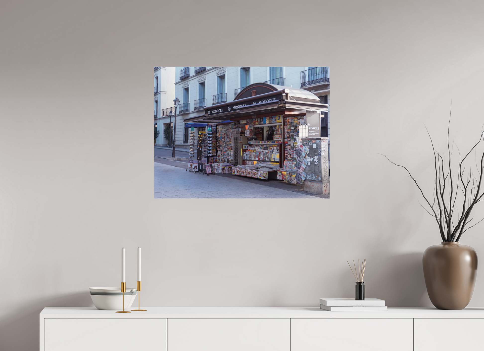 80 x 60 cm, Photo Print Under Acrylic Glass Corner stand Madrid