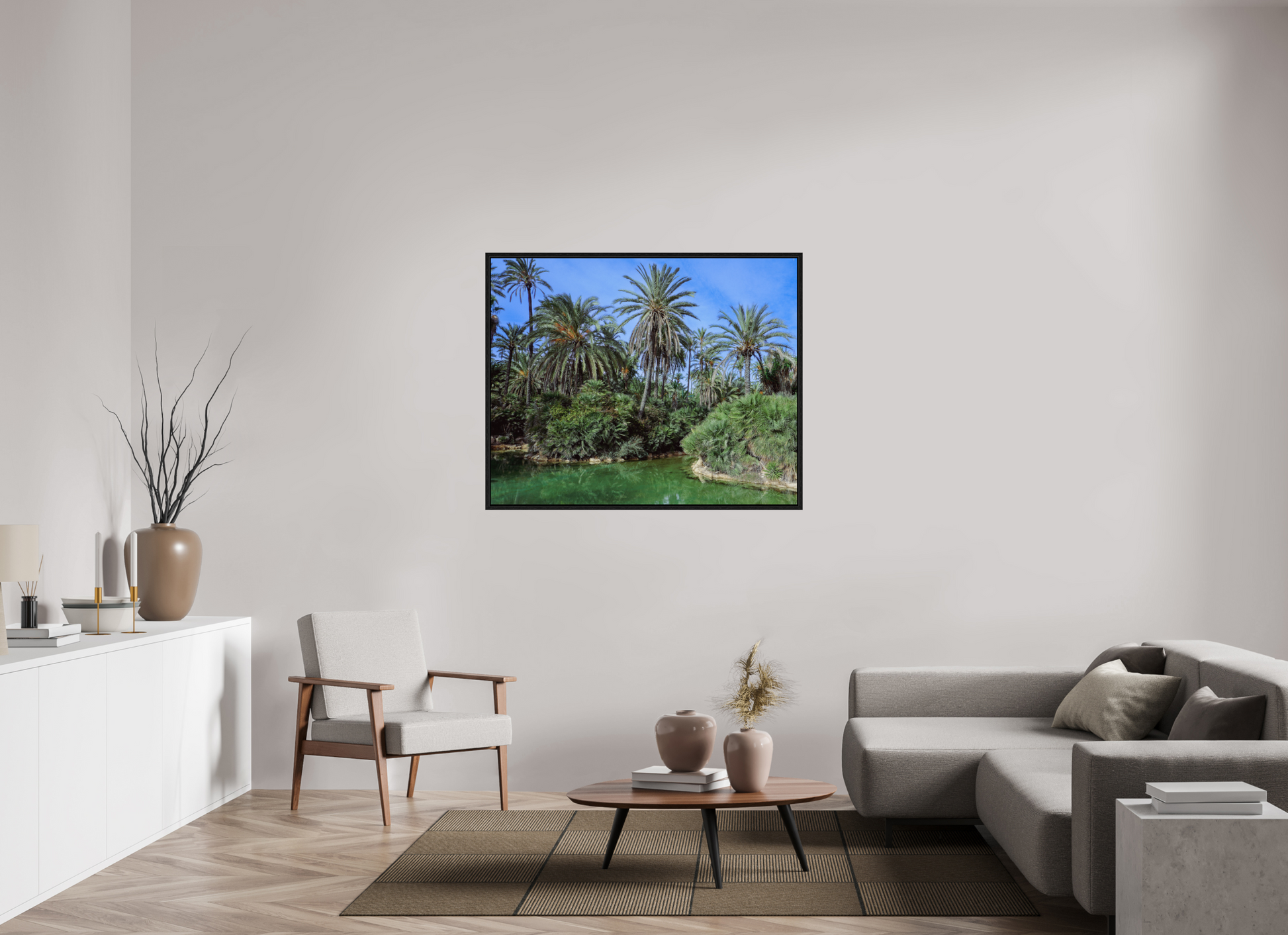 124,5 x 100 cm, Floater Frame Las palmeras