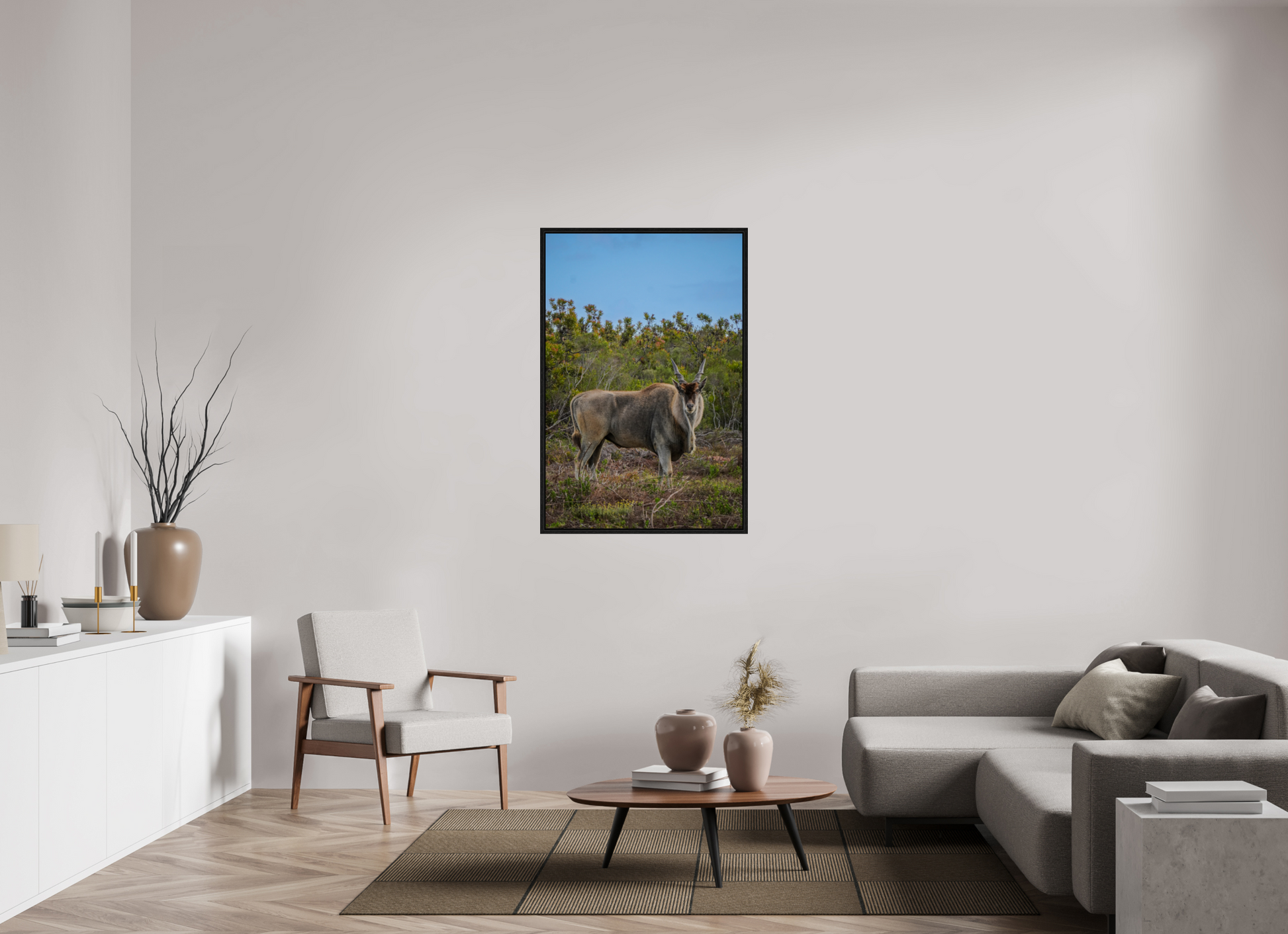 80 x 120 cm, Floater Frame Eland Antilope