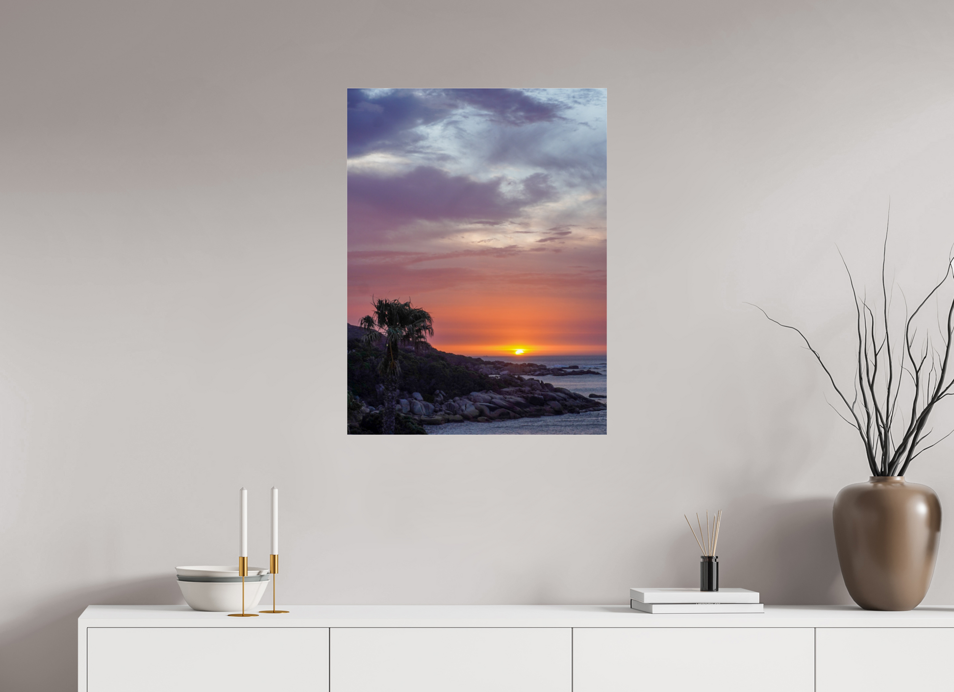 60 x 80 cm, Photo Print Under Acrylic Glass Sunset Camps Bay