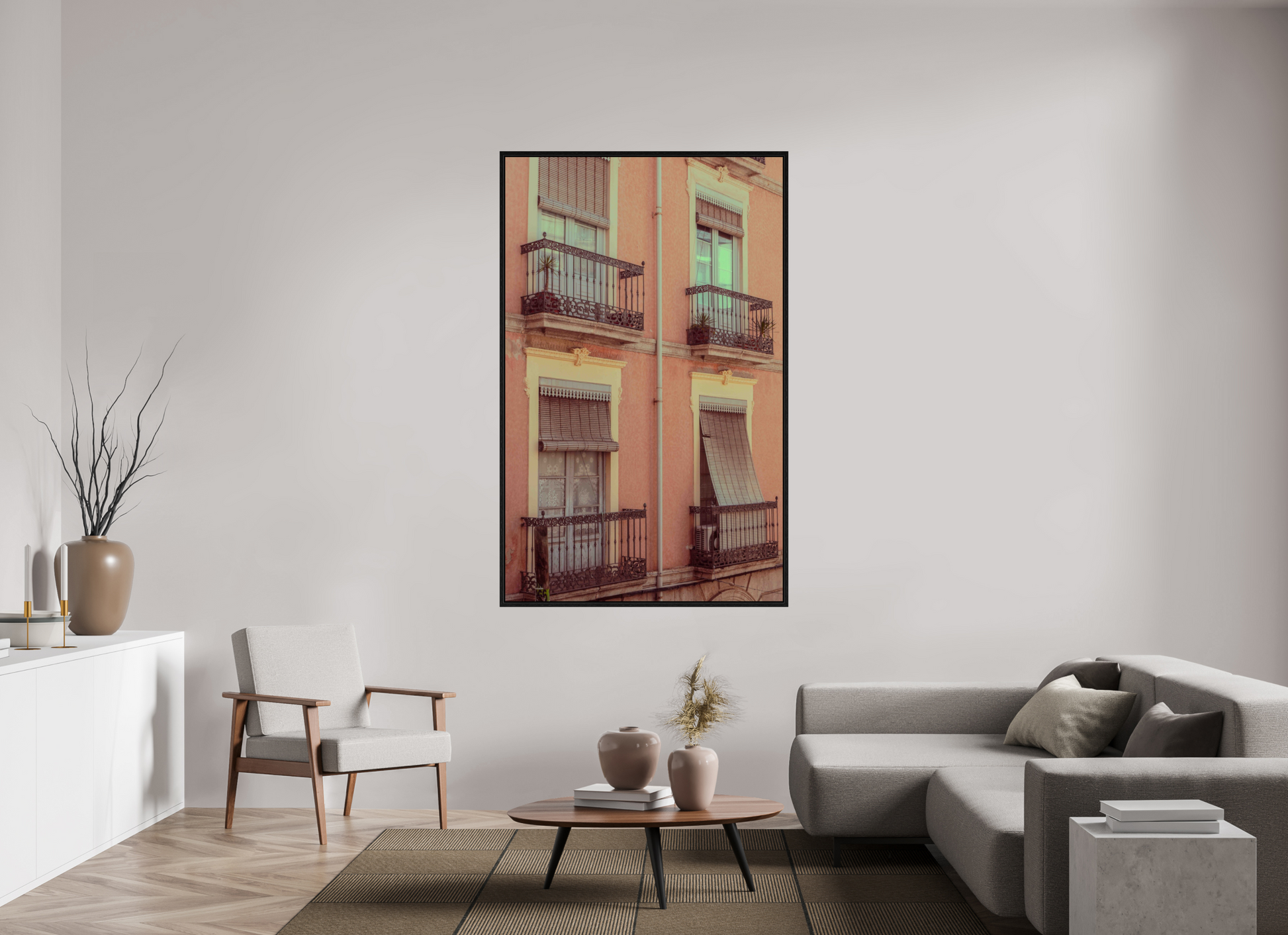 110 x 176 cm, Floater Frame Ventanas rosas