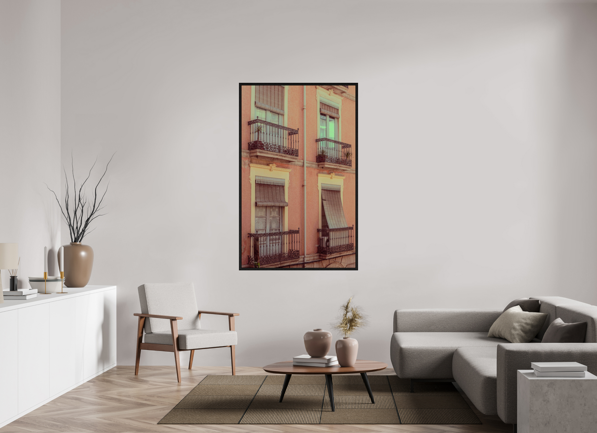 100 x 160 cm, Floater Frame Ventanas rosas