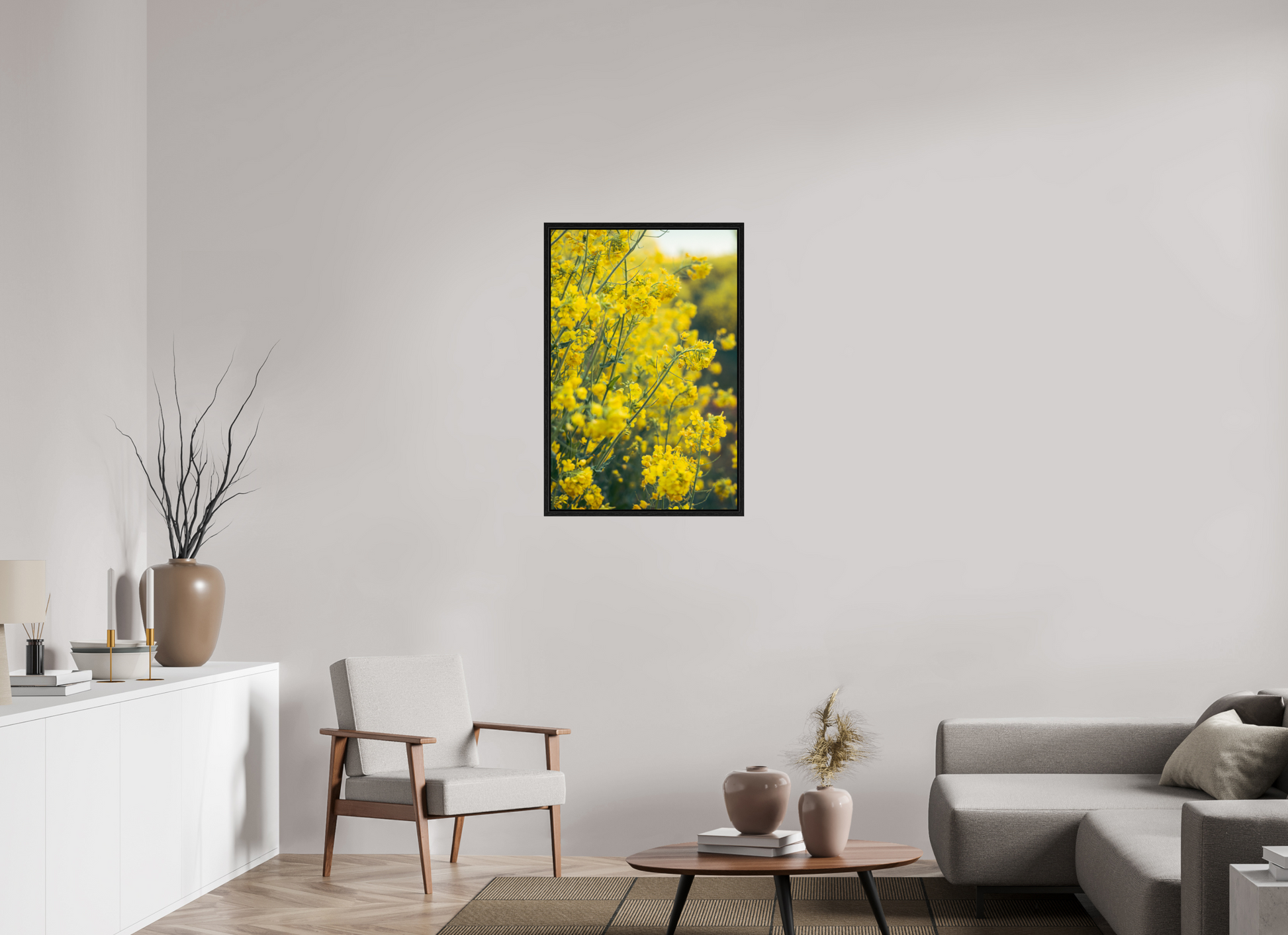 60 x 90 cm, Floater Frame Golden Bloom