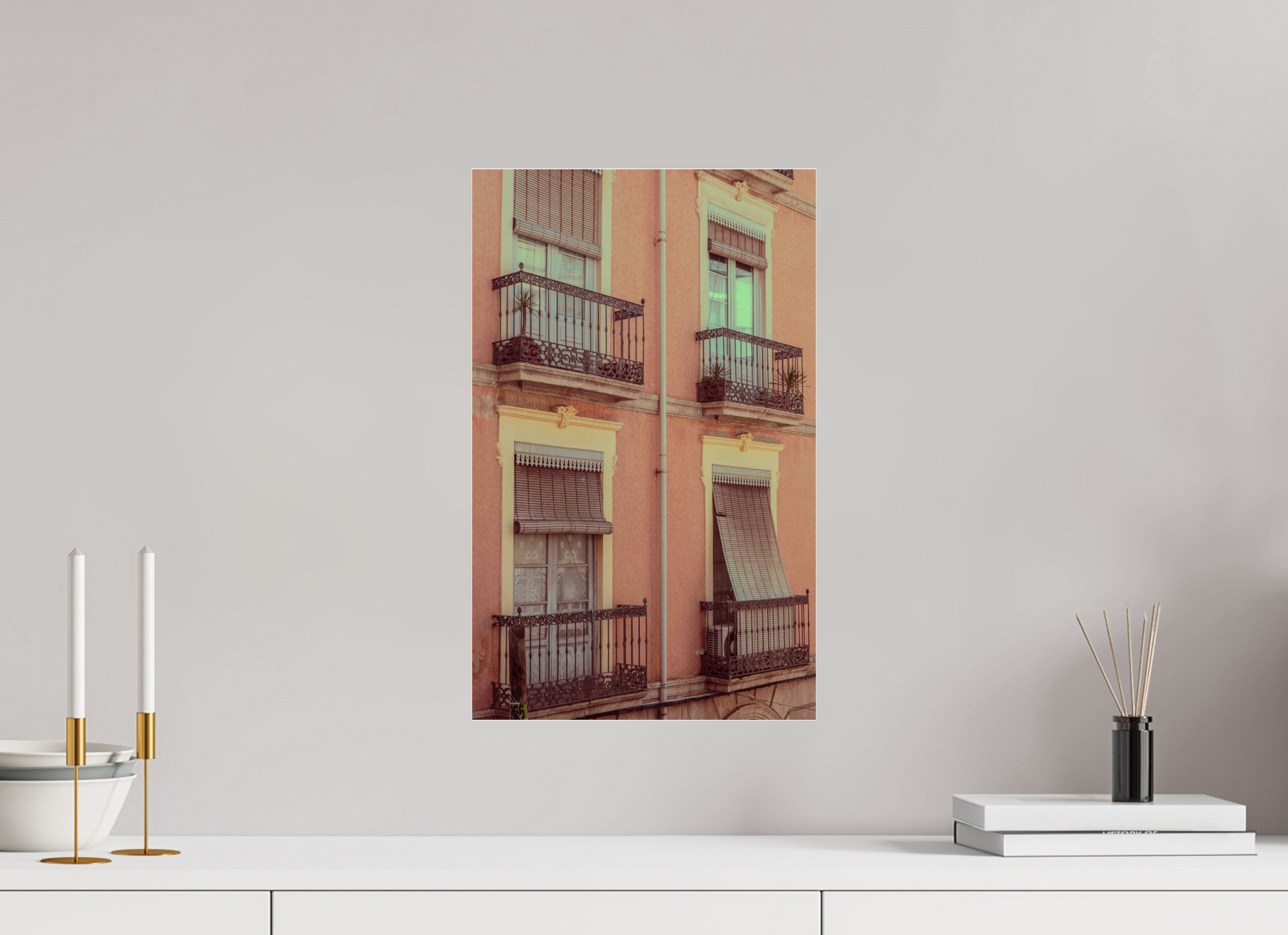 30 x 48 cm, Photo Print Under Acrylic Glass Ventanas rosas