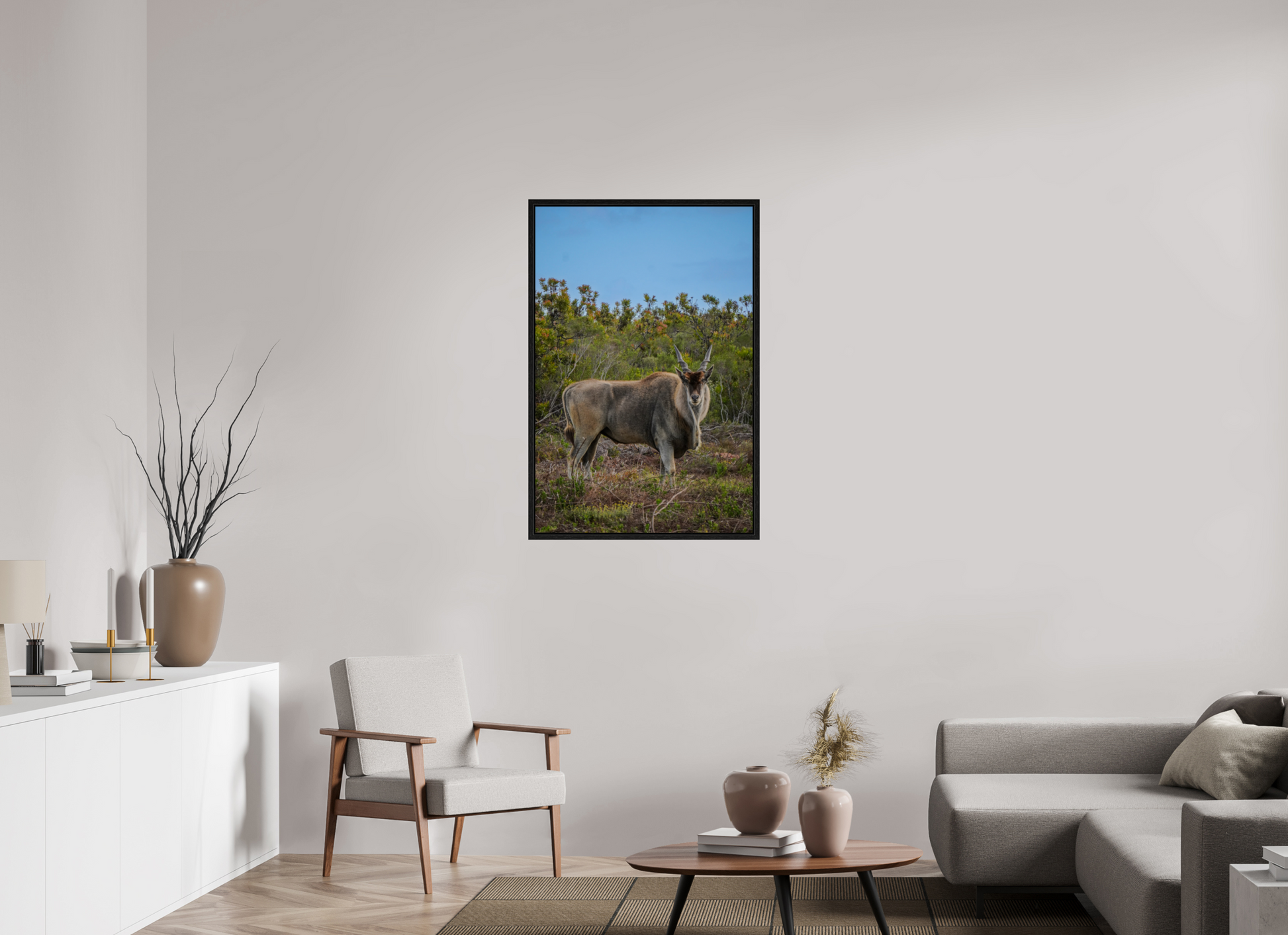 70 x 105 cm, Floater Frame Eland Antilope