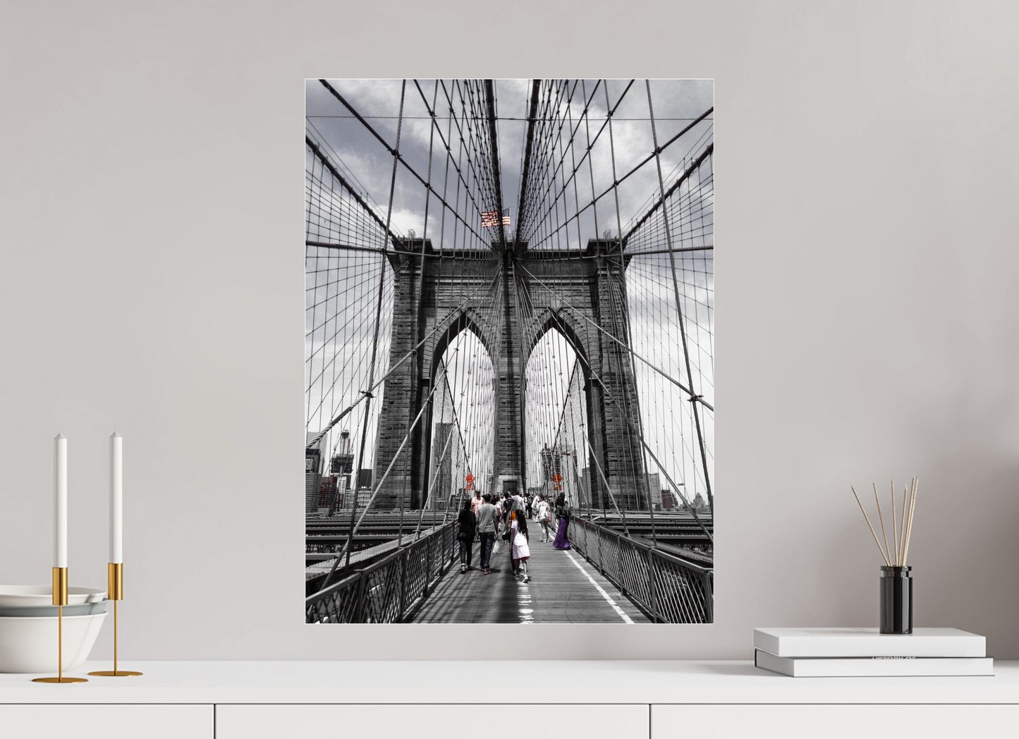 45 x 60 cm, Photo Print Under Acrylic Glass Brooklyn Bridge